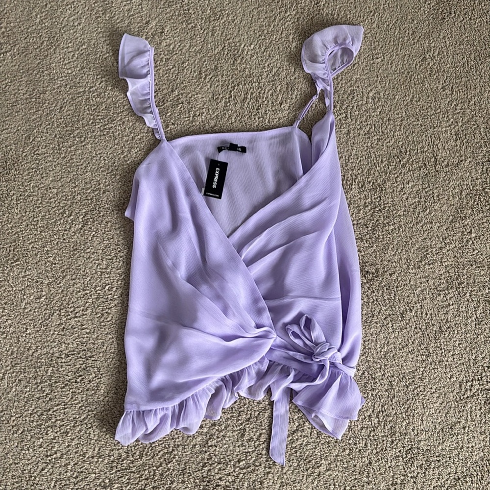 Express Light Purple Wrap Top